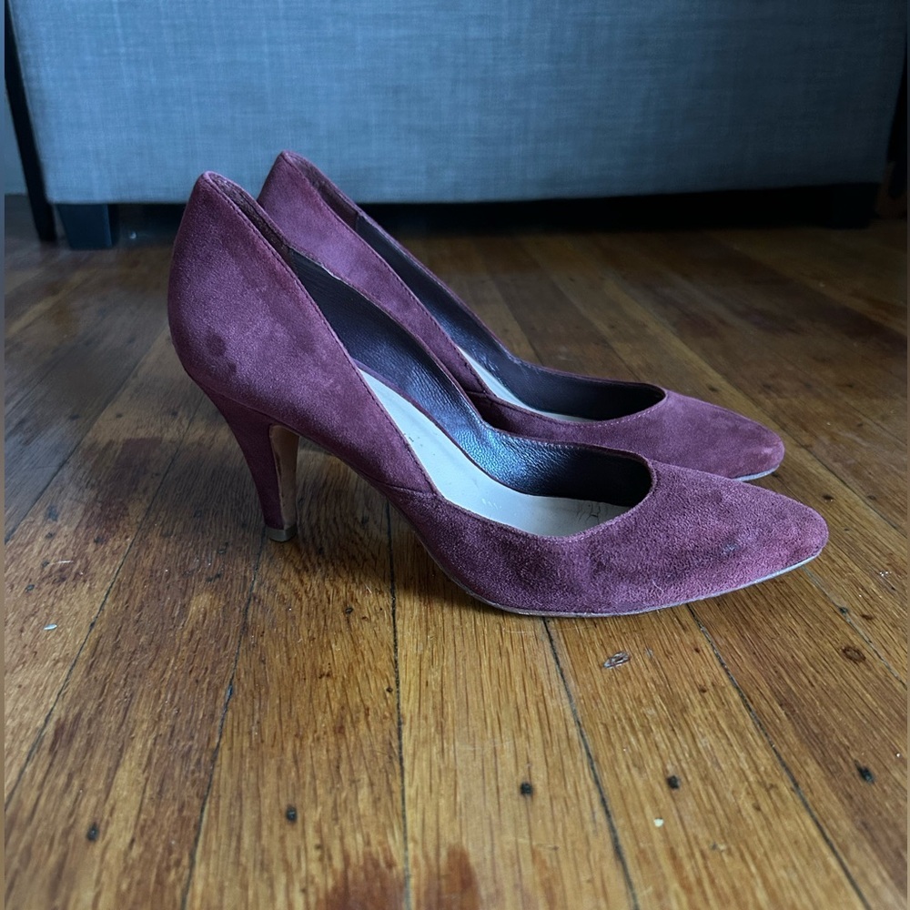 Randall Suede D'Orsay Pumps Red Wine Heels